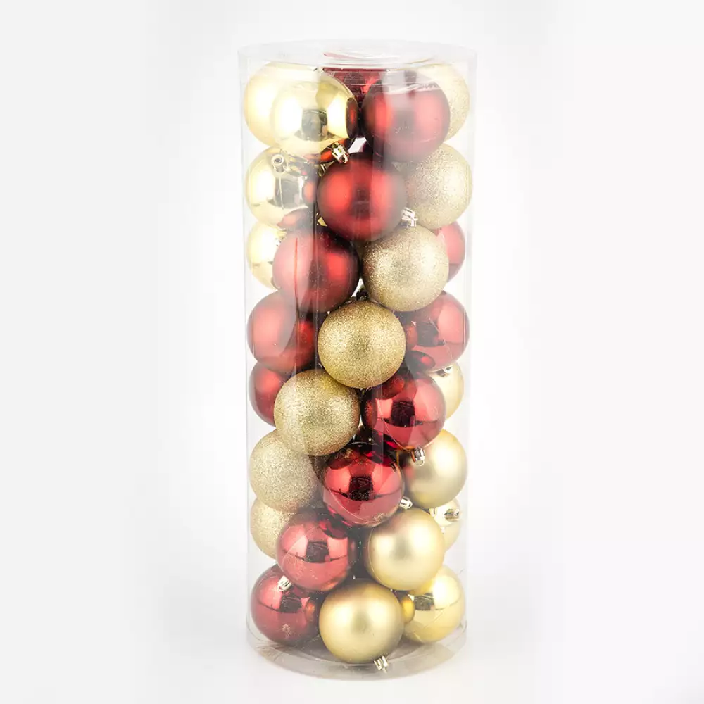 Bolas Nav X40Pzs 7 Cm Expressions Christmas Dorado Rojo
