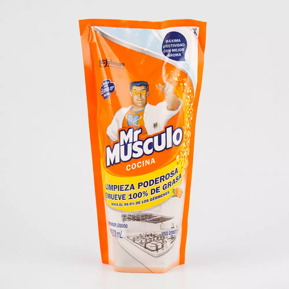 Bolsa Mr Musculo Antigrasa Doypack Naranja Con Rojo