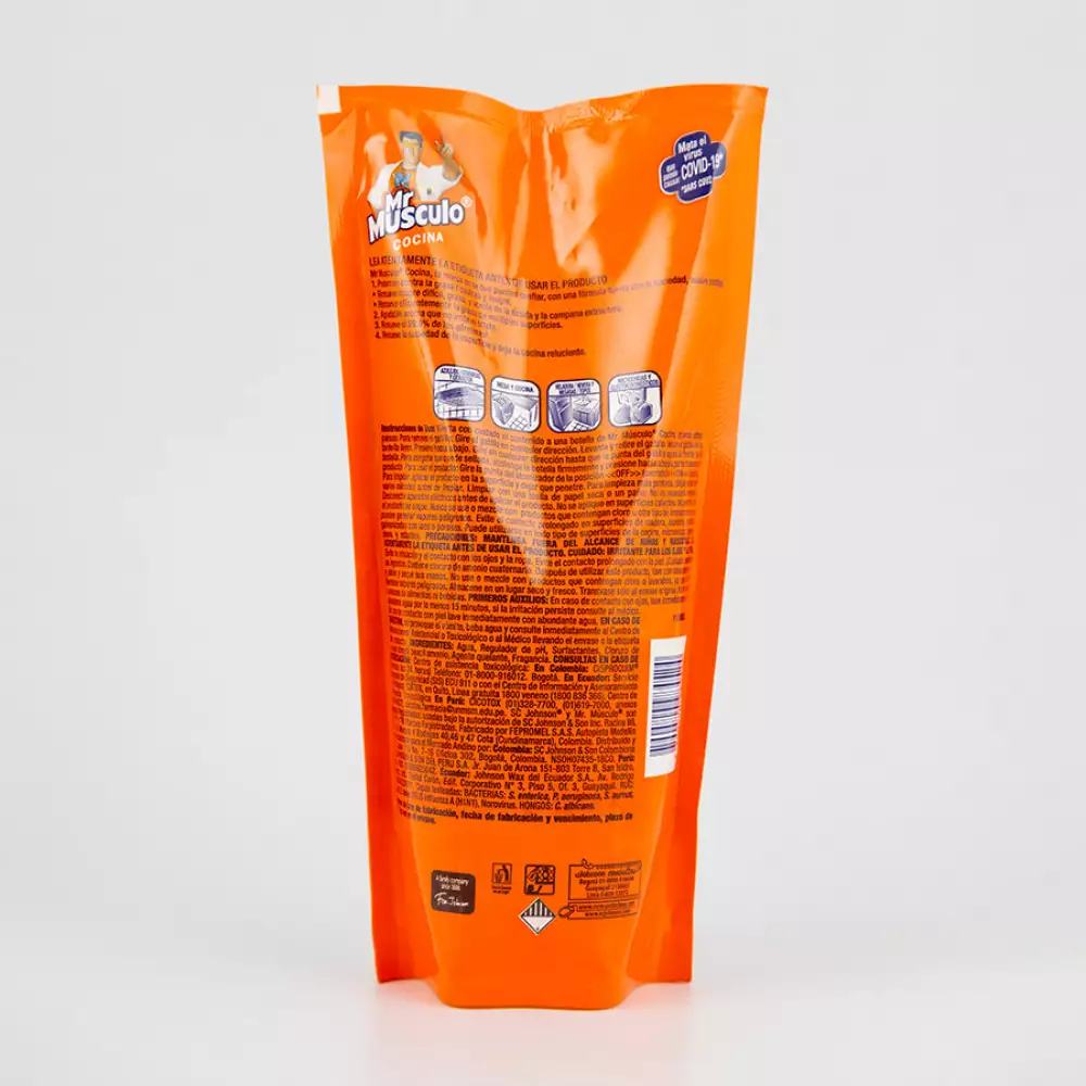 Bolsa Mr Musculo Antigrasa Doypack Naranja Con Rojo