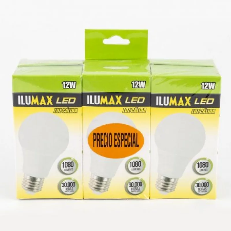 Bombillo Ilumax E27 Luz Calida 3 Ud 12 W