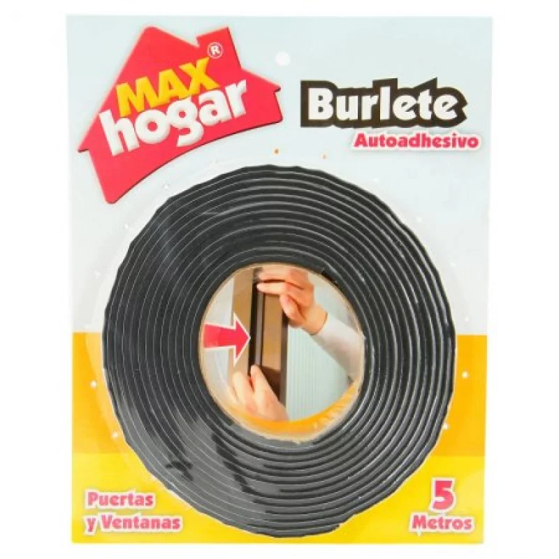Burlete Adhesivo 5 Metros Para Puerta Y Ventanas Negro