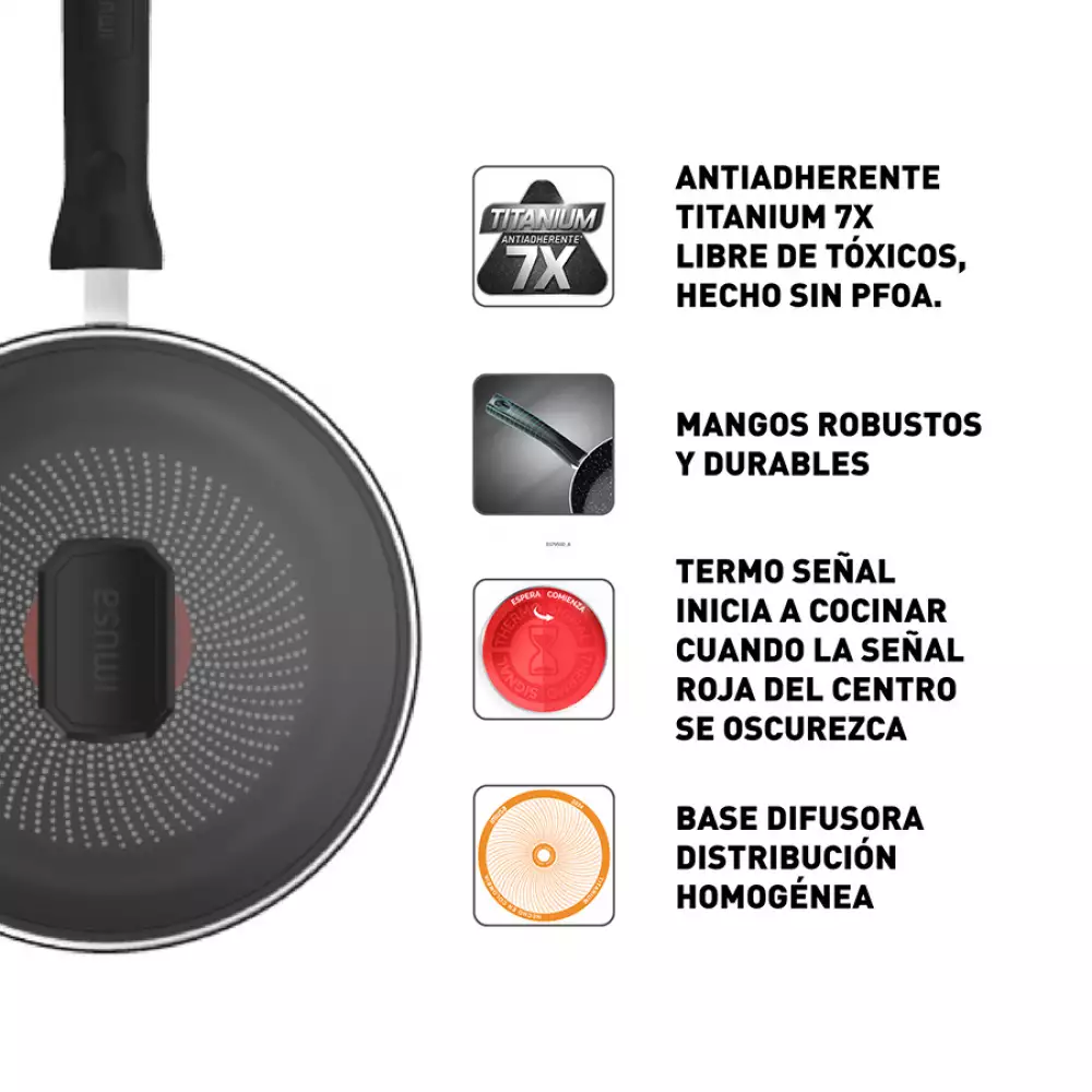 Cacerola Con Tapa Imusa Hardtitan​ 16Cm Negro Antiadherente 5861034643