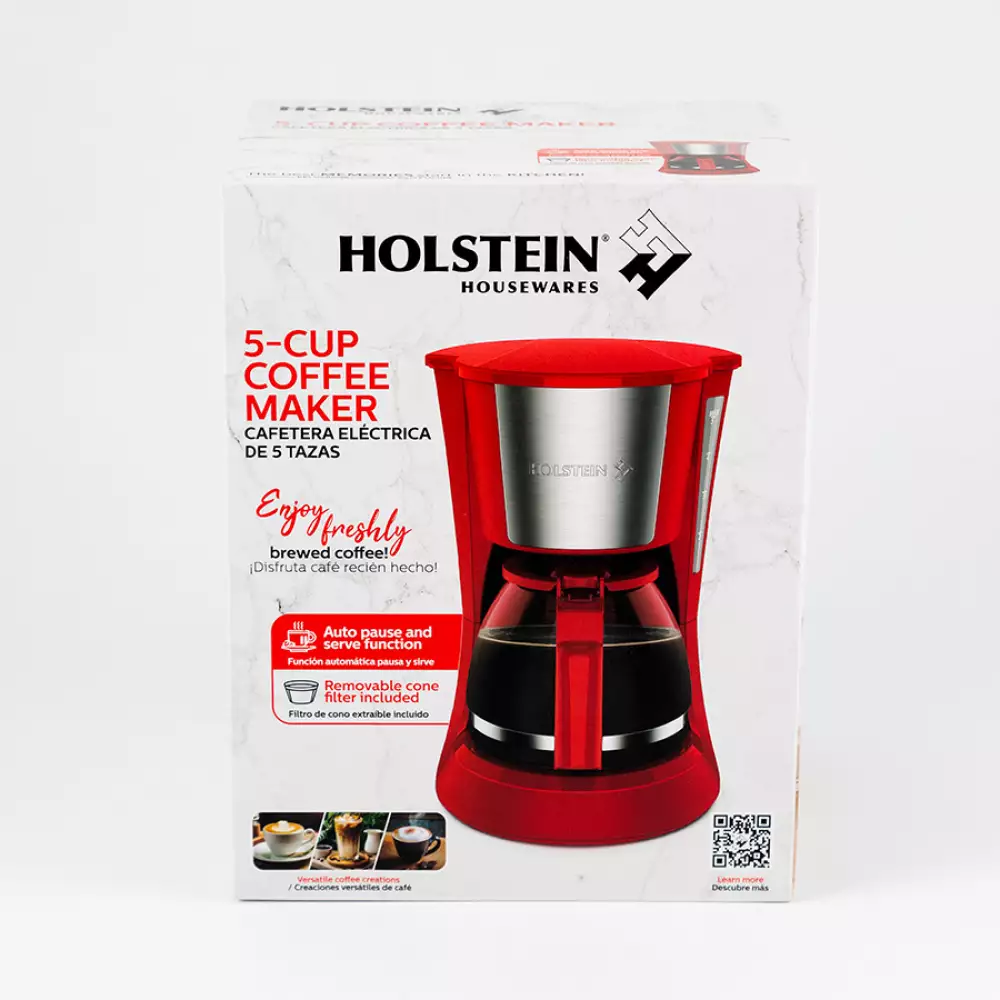 Cafetera Holstein Rojo 5 Tz 550 W Plastico Hh-0914701R
