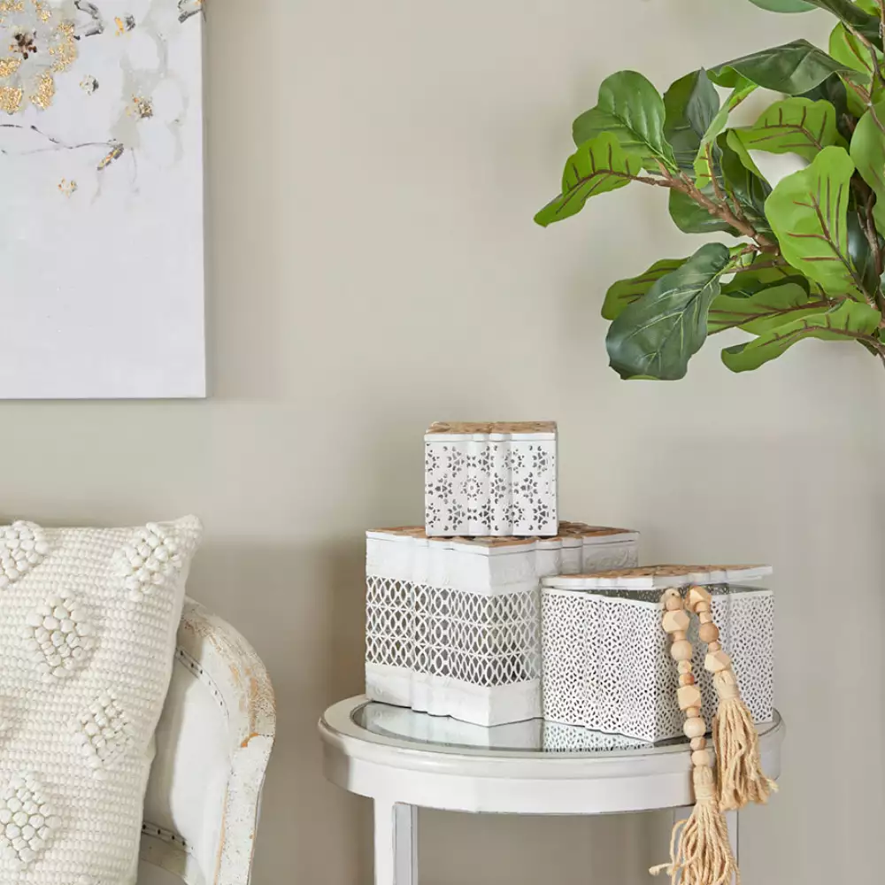 Caja Decorativa 19176 Metal Madera Grande