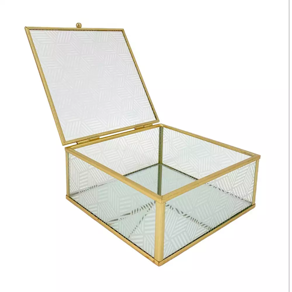 Caja decorativa concepts Rose Blush 15x5,7x16cm dorado vidrio 532-