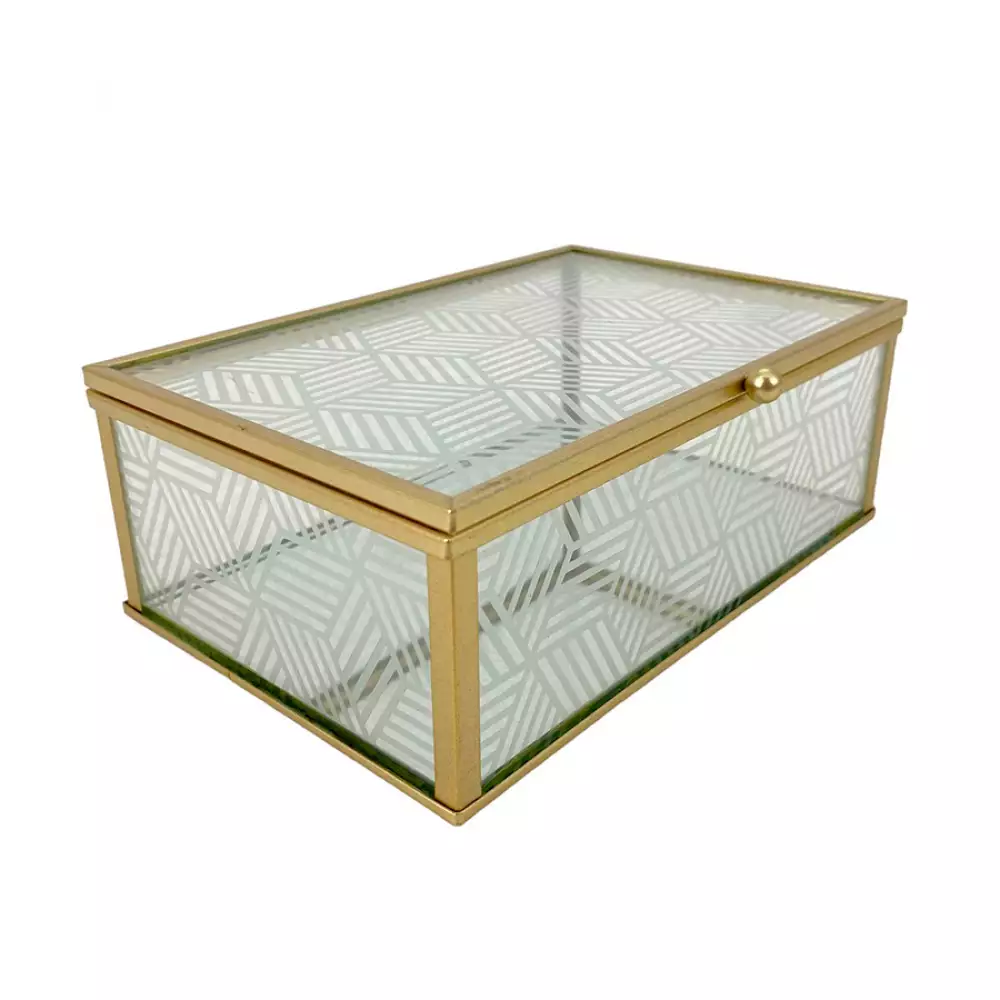 Caja decorativa concepts Rose Blush 15x6,5x10cm dorado vidrio 532-