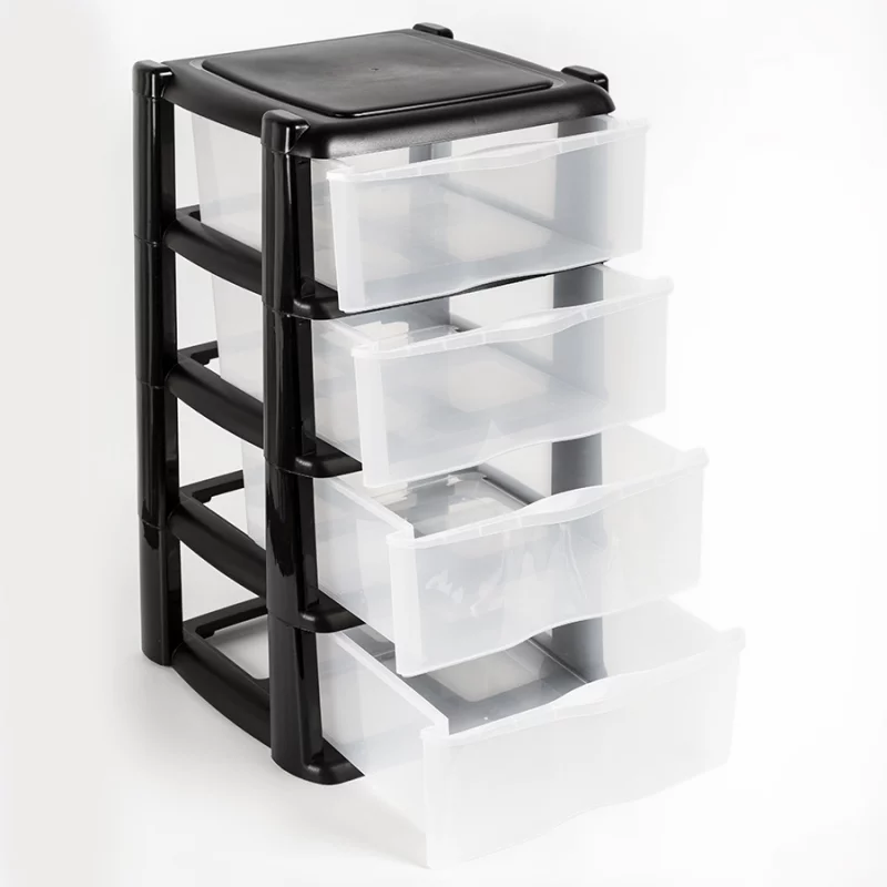 Cajonero Great Plastic Nova 39.5X39.5X70 Negro 4 Cajones 2734