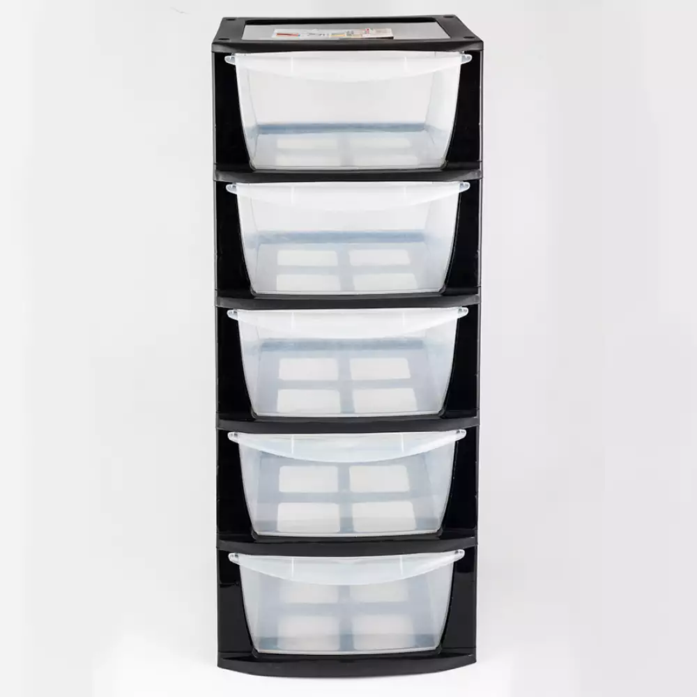 Cajonero Organizador Great Plastic 5 Cajones Negro