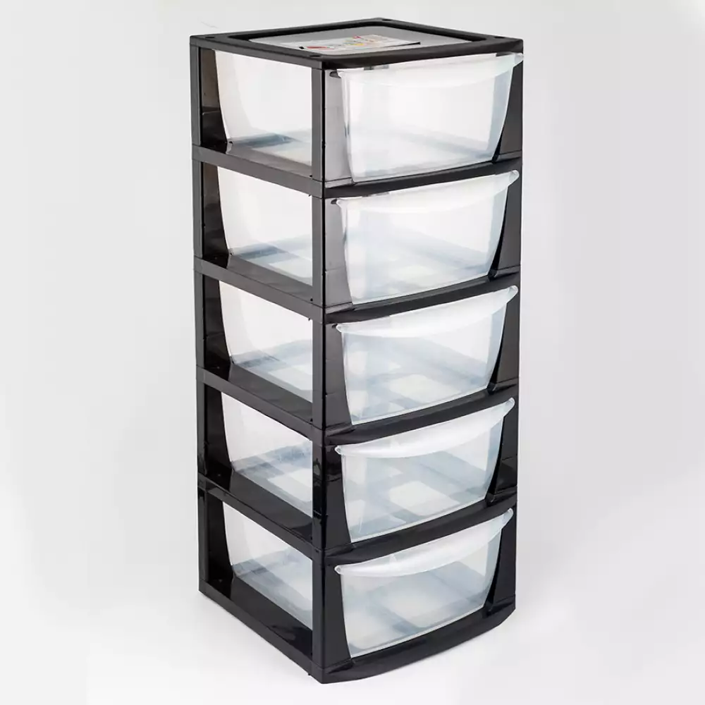 Cajonero Organizador Great Plastic 5 Cajones Negro