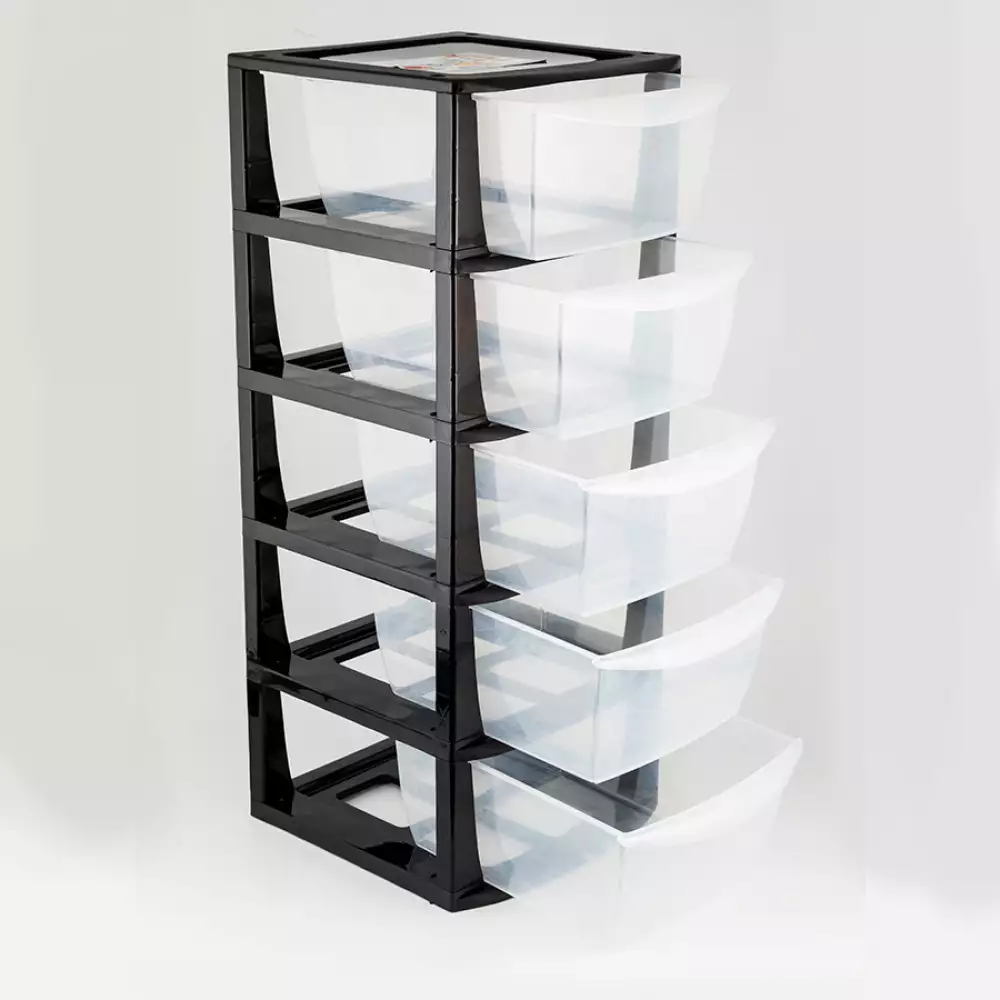 Cajonero Organizador Great Plastic 5 Cajones Negro