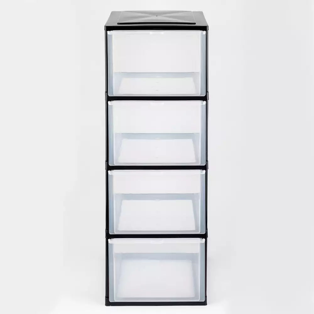 Cajonero Organizador Modular Great Plastic 4 Cajones Negro