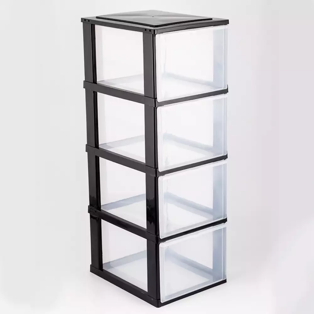 Cajonero Organizador Modular Great Plastic 4 Cajones Negro