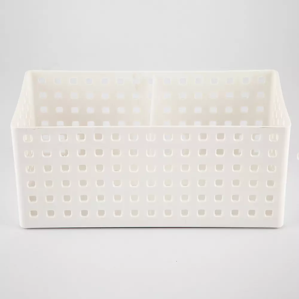 Canasta apilable blanca perforada 28*14*12 cm 14209