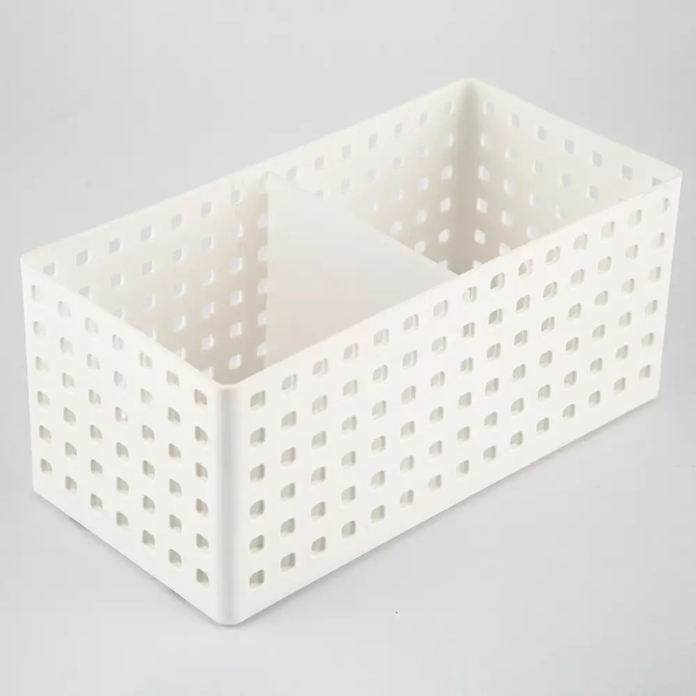 Canasta apilable blanca perforada 28*14*12 cm 14209