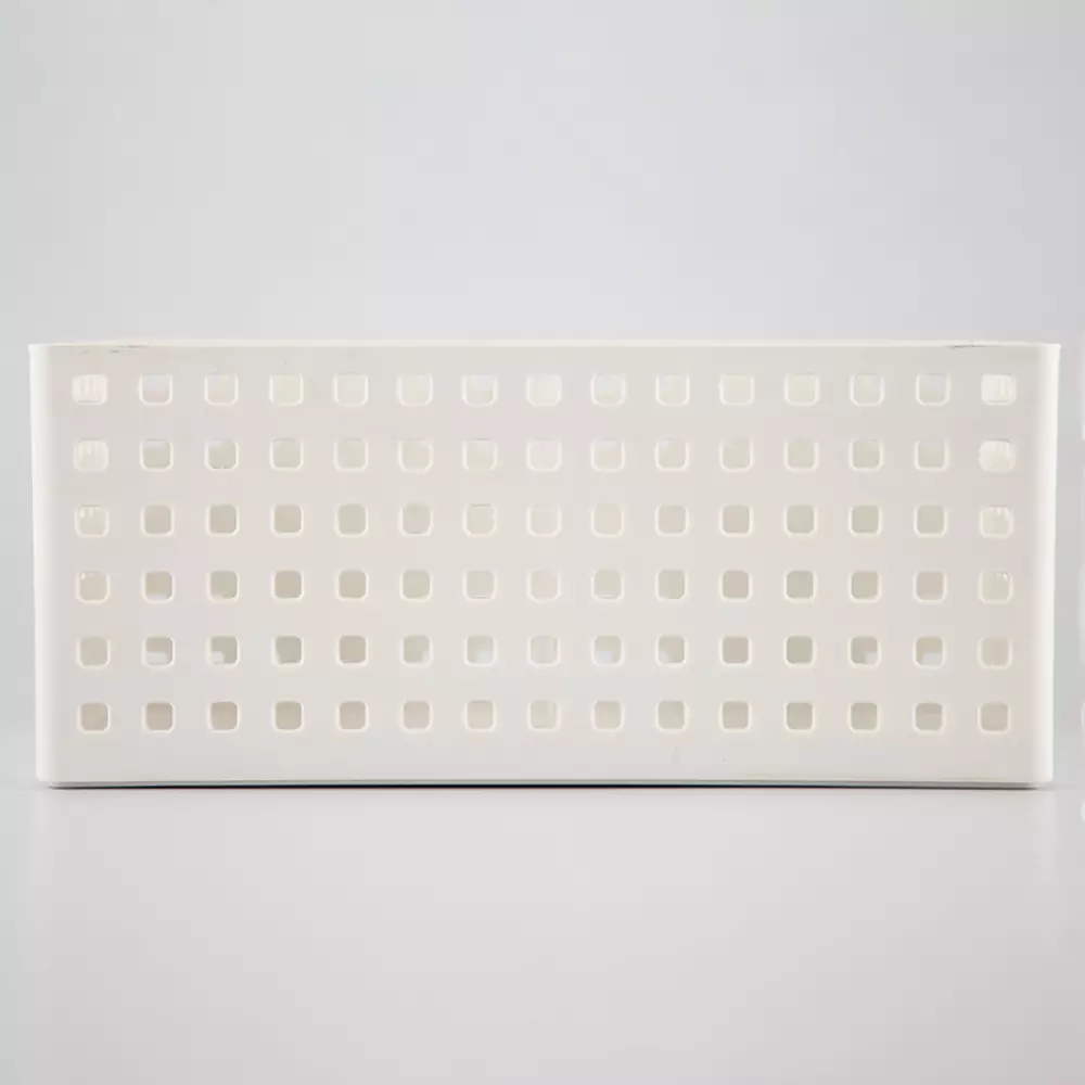 Canasta apilable blanca perforada 28*14*12 cm 14209