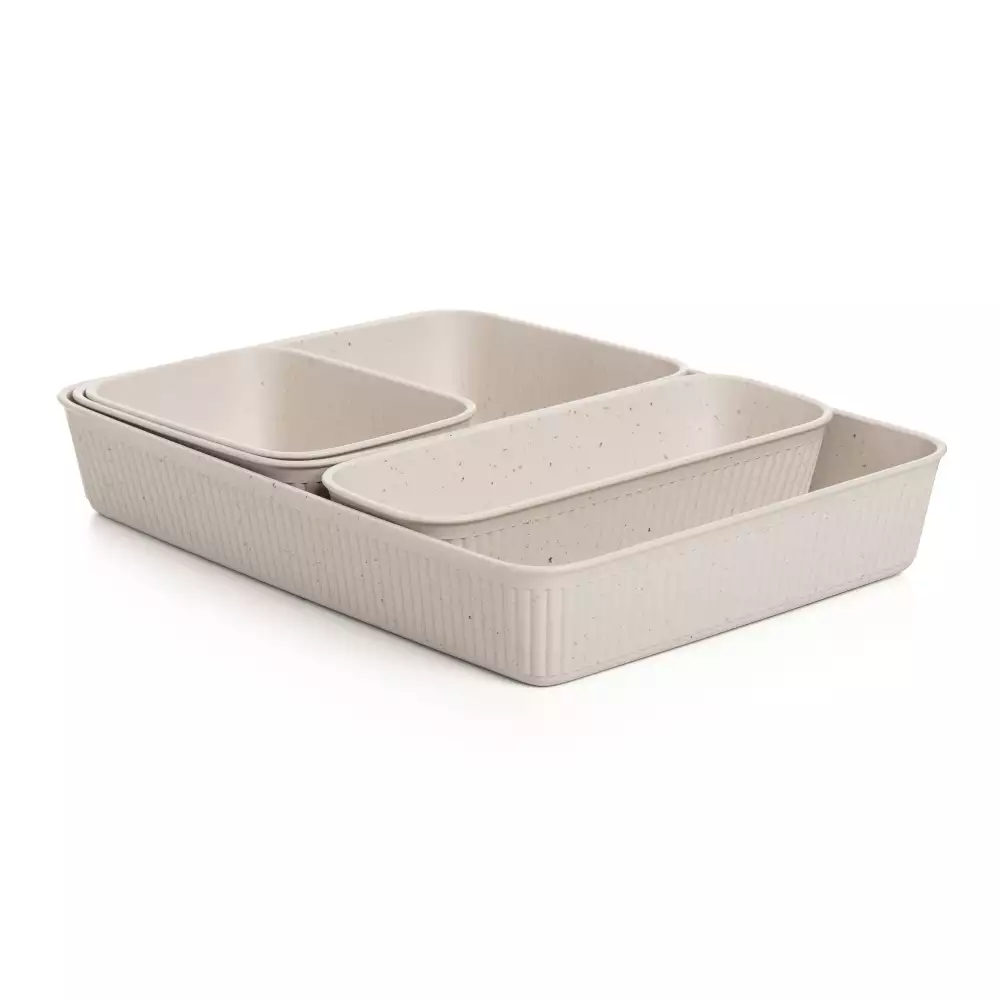 Canastas Tatay Set de 4 Unidades Beige Plástico