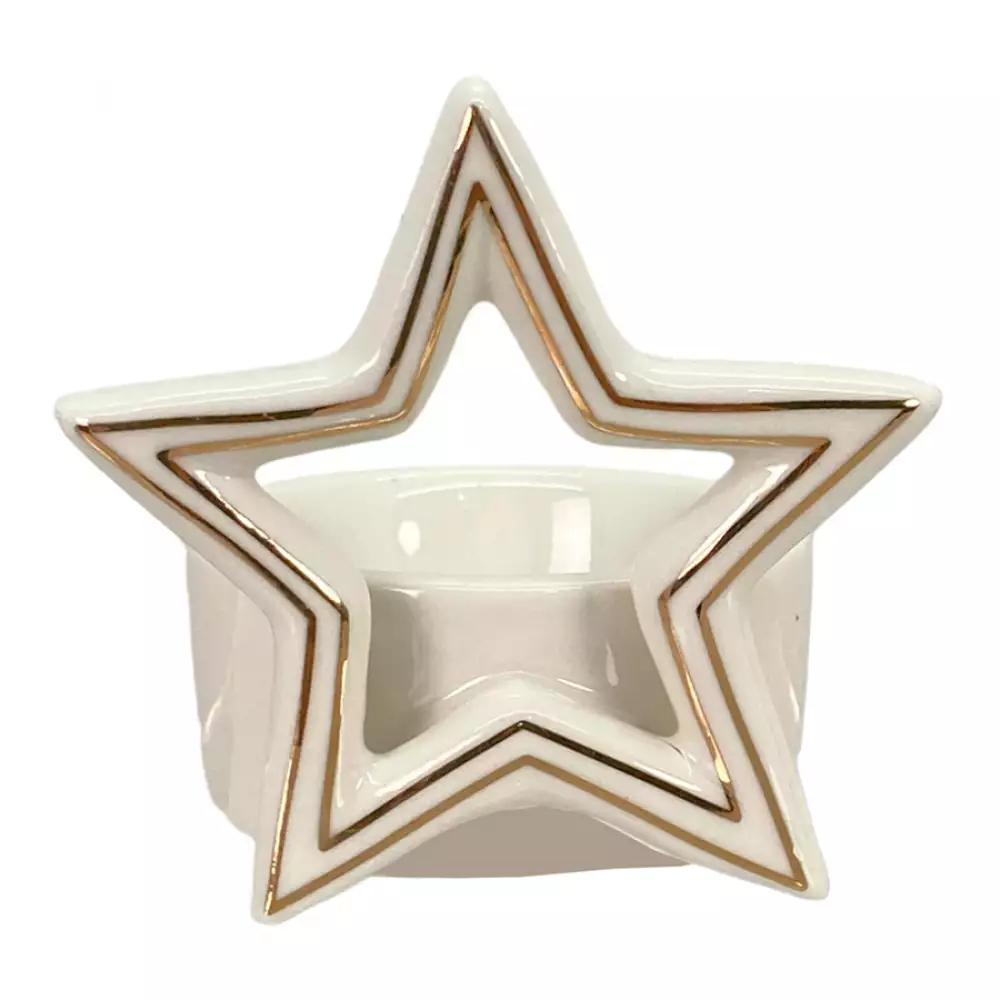 Candelabro navideño de estrella Santini 7X7Cm Blanco