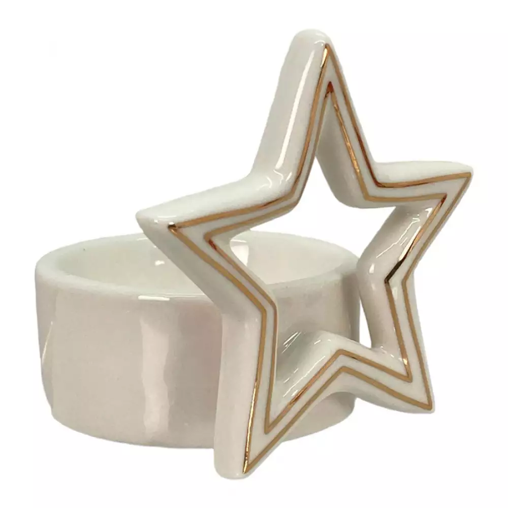 Candelabro navideño de estrella Santini 7X7Cm Blanco