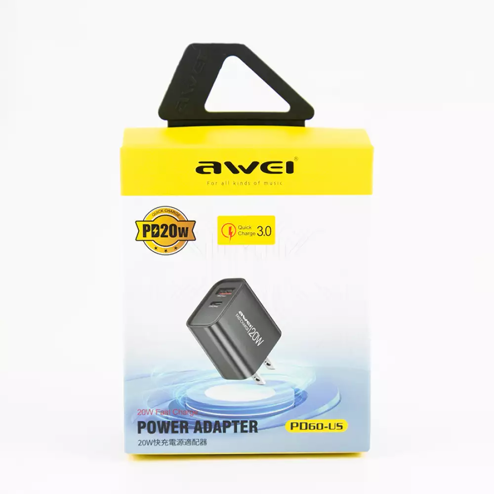 Cargador Dual Awei Carga Rapida 20 W 9D60-Us