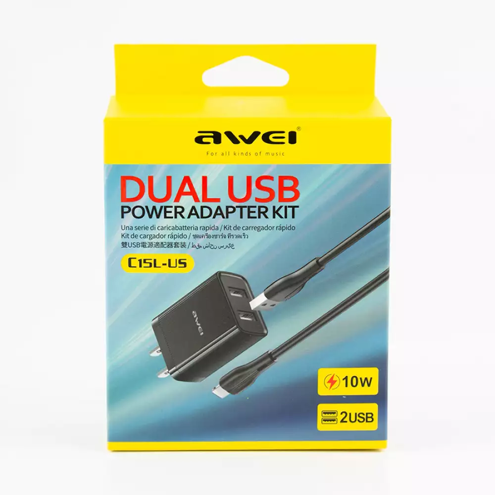 Cargador Dual Blanco Awei Carga Rapida Tipo A 10 W 401 C15L-Usb