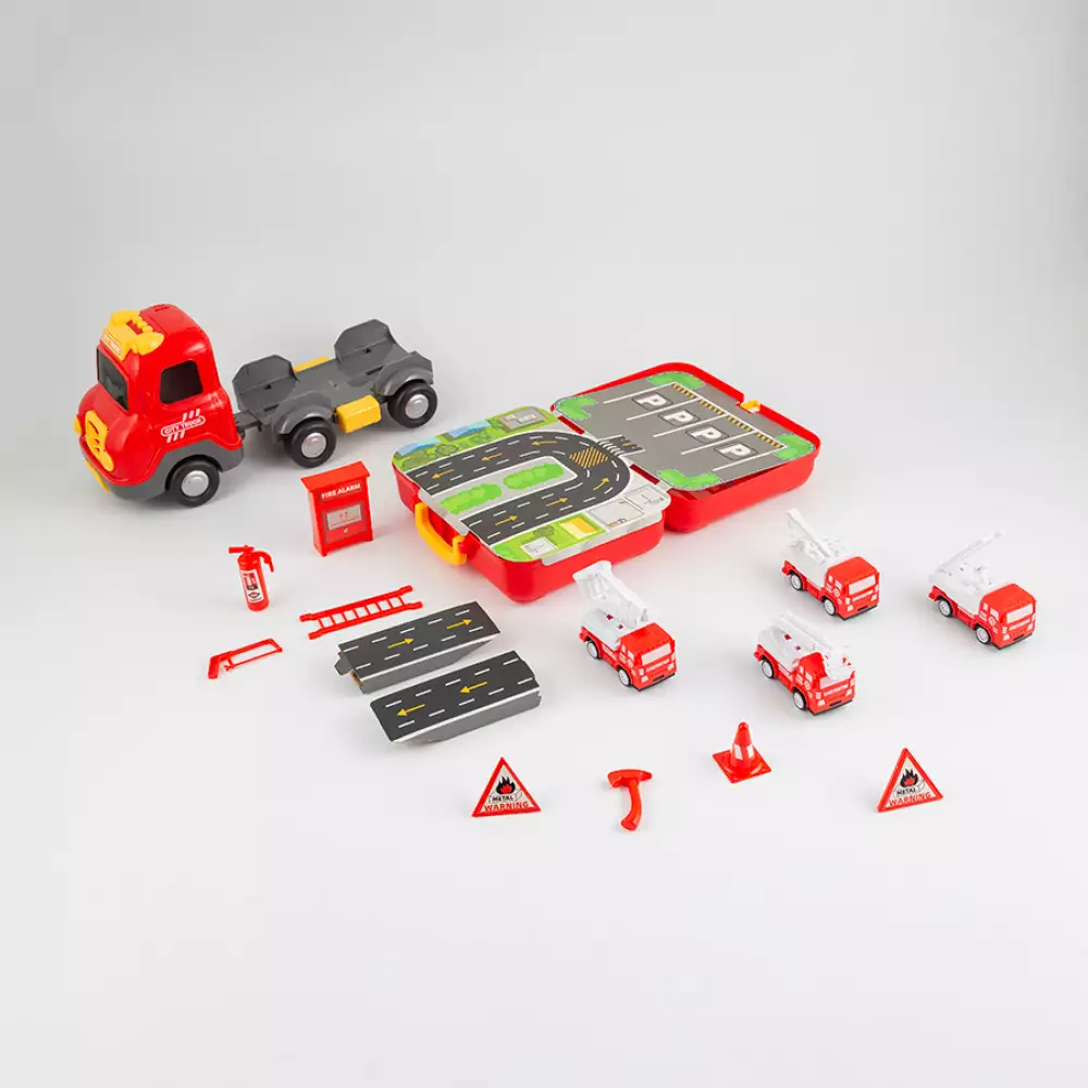 Carro Maypa Bombero Maleta 40X15Cm Rojo Plastico