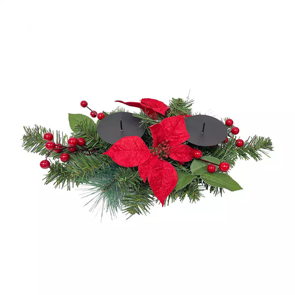 Centro de mesa navideño poinsettia rojo 46cm Expressions GS02H02265
