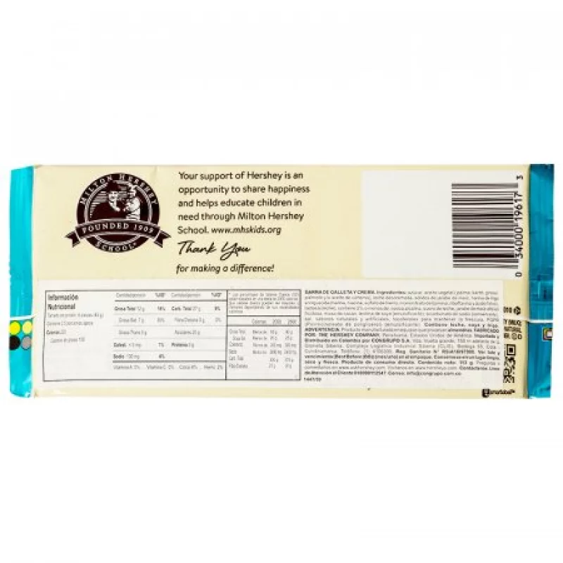 Chocolatina Xl Cookies And Cream Hershey’s 113Gr