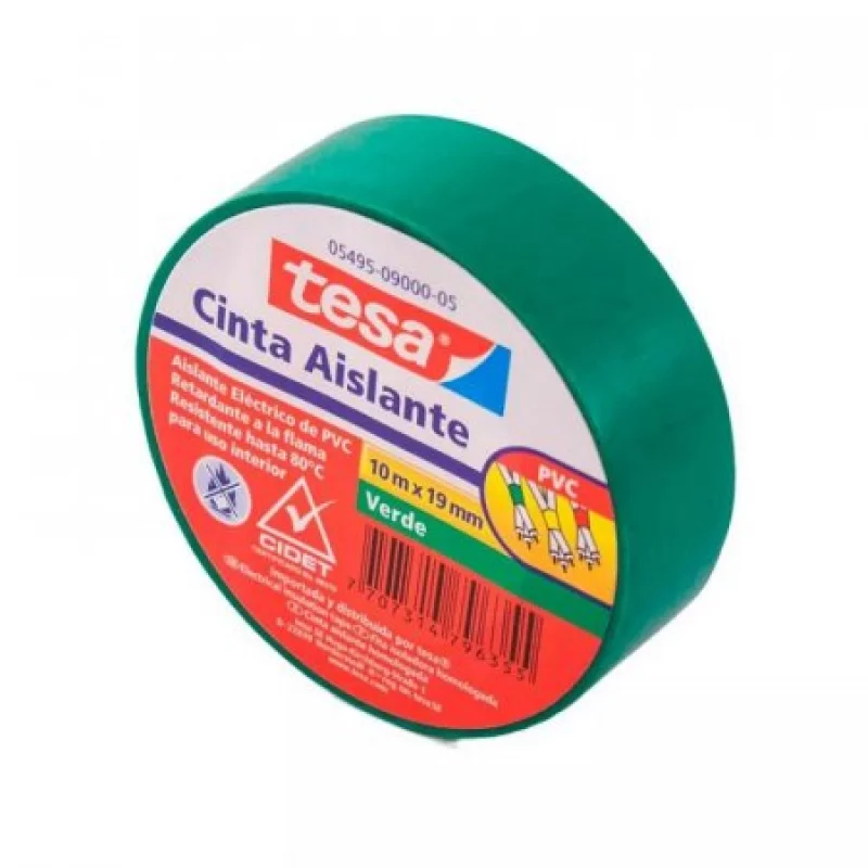 Cinta Aislante Tesa Verde 10 Mts X 19 Mm