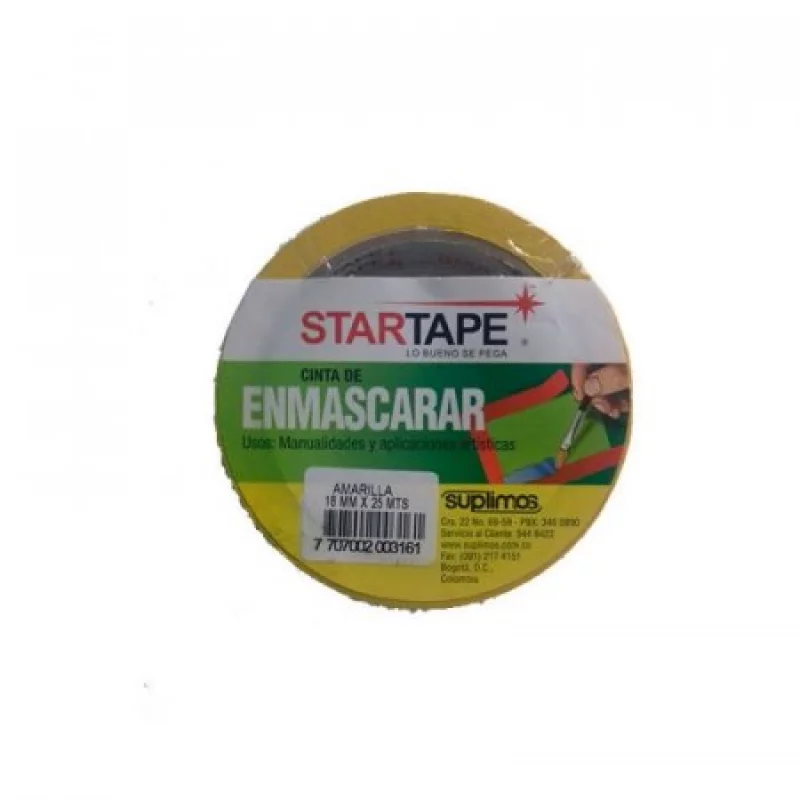 Cinta Enmascarar Startape Amarilla 18Mm 25Mts