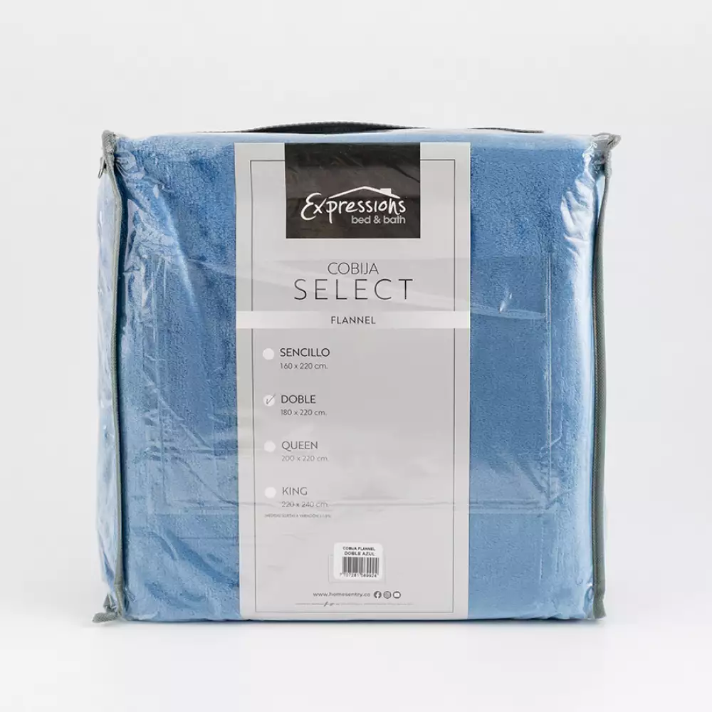 Cobija Expressions Flannel Doble 180X220Cm Azul Poliester