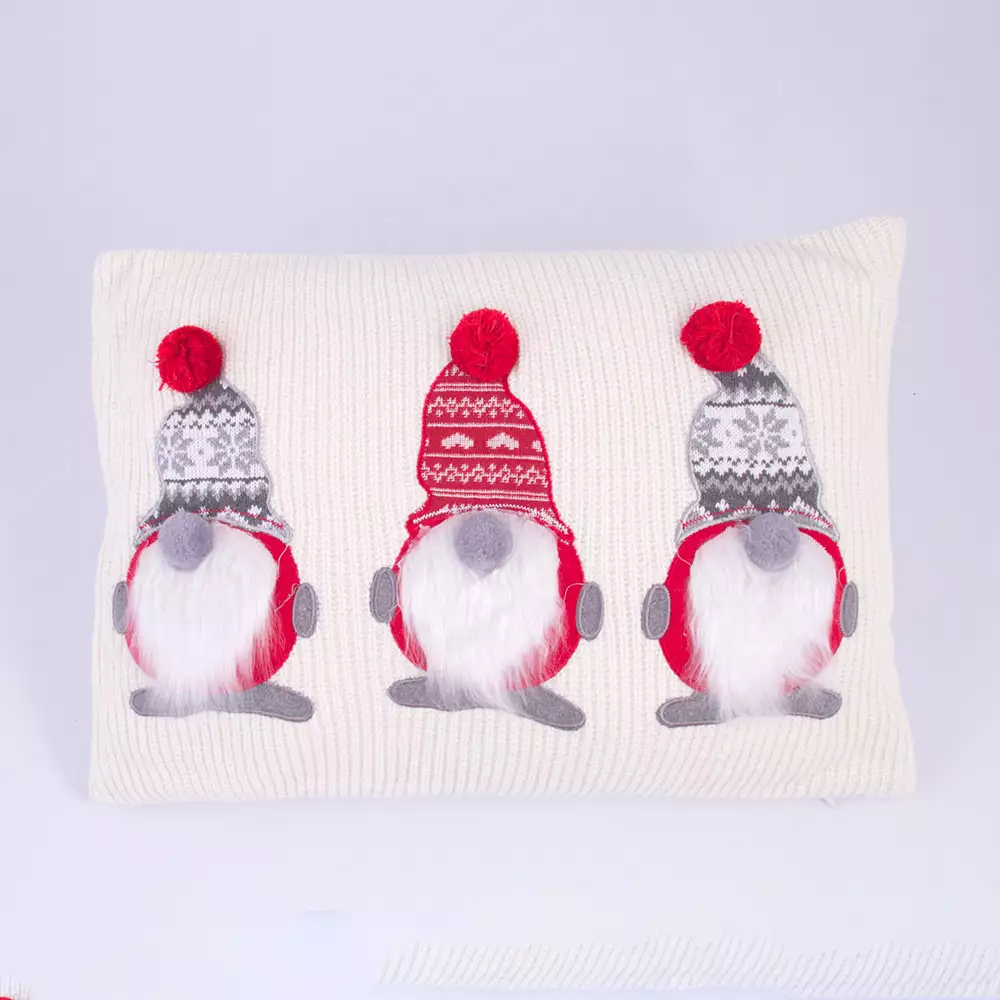 Cojin Miro Christmas Gnomos 50X35Cm Rojo Blanco Poliester 831-X