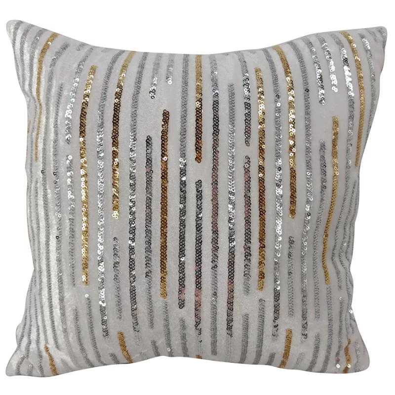 Cojin Santini Lentejuelas 50X30Cm Blanco Poliester