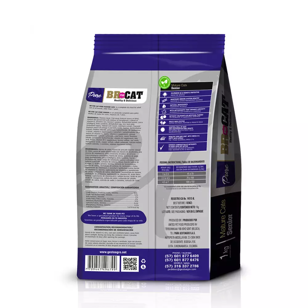 Concentrado gato br for cat pure Senior 1 kg 30010