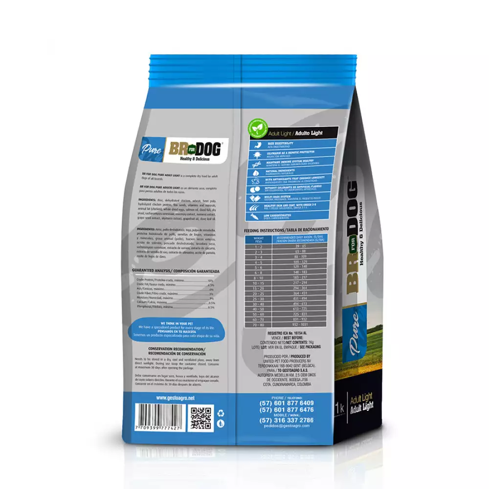 Concentrado perro br for dog pure adulto Light 1 kg