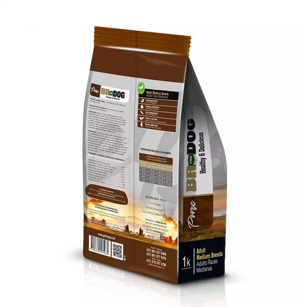 Concentrado perro br for dog pure adulto raza mediana 20