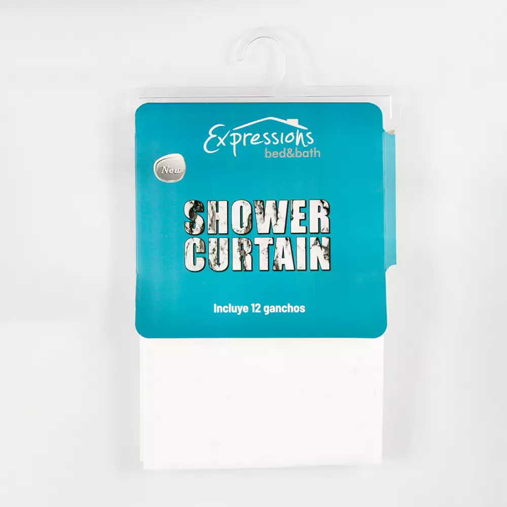 Cortina Bano Expressions 180X180Cm Blanco Polietileno Ge11B00004