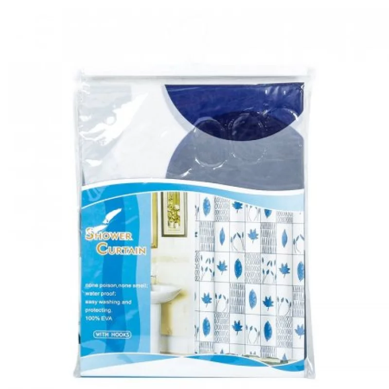 Cortina de Baño Blanco Con Azul