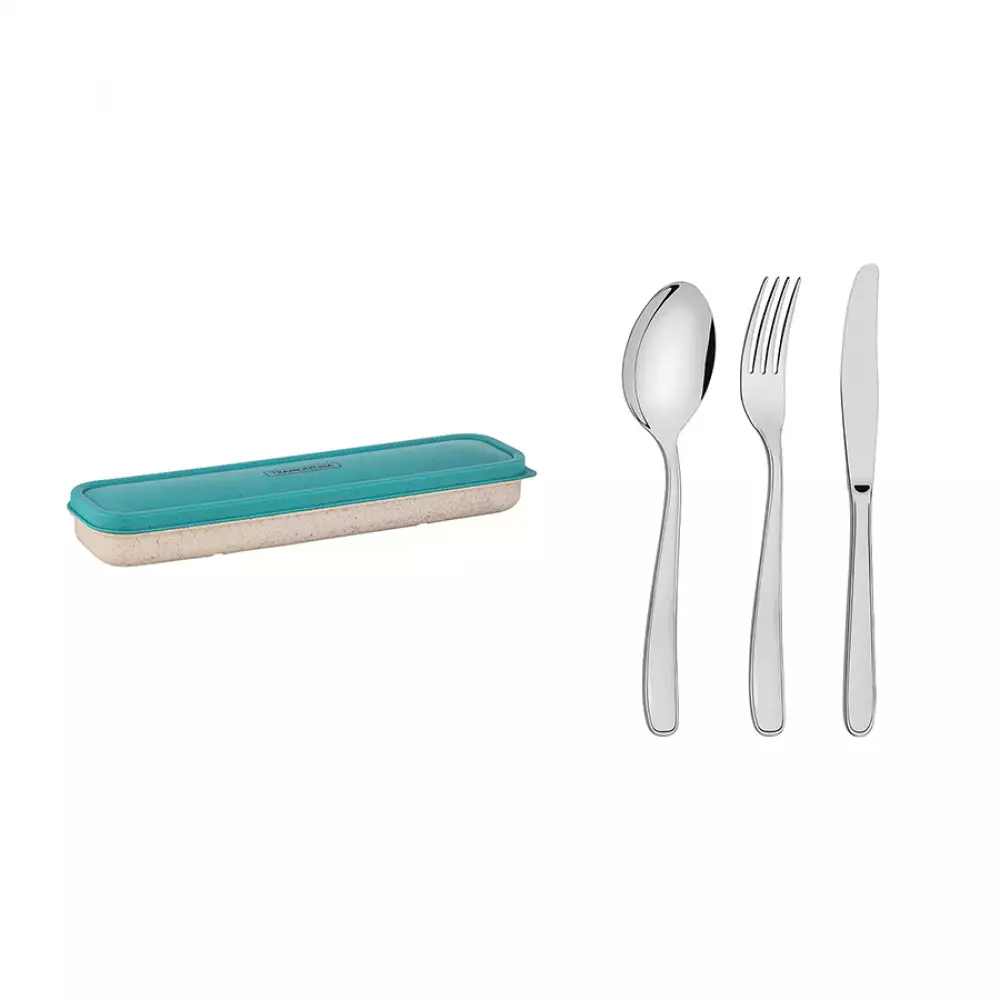 Cubiertos + Estuche Tramontina By Me Verde 4 Pz Acero 6122900