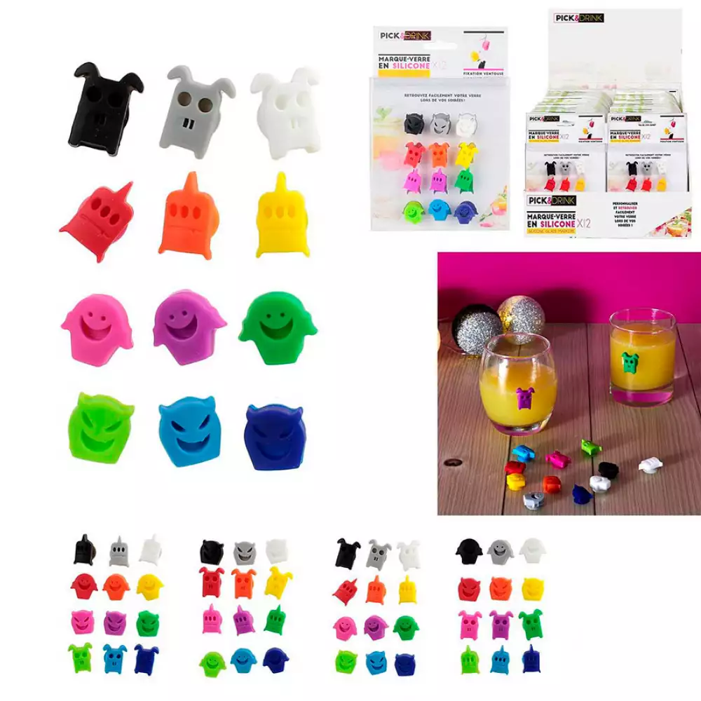 Decorador Pickanddrink Kb5265 Setx12 Para Vasos En Silicona Surtid