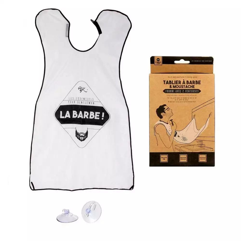 Delantal Cosmetic Club Para Afeitado Banco Y Negro En Poliester Sc