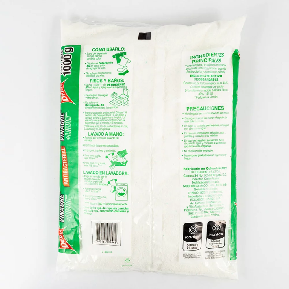 Detergente as polvo vinagre + limon antibacterial 1 kg 5930