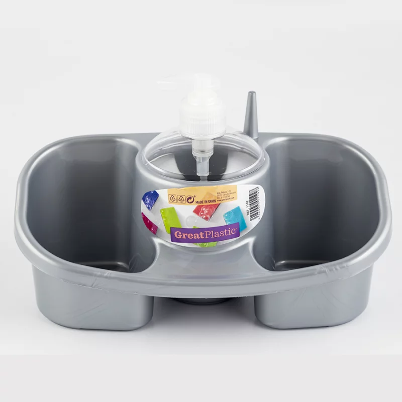 Dispensador Jabon Great Plastic 1190 Soporte Esponjas Gris 1192