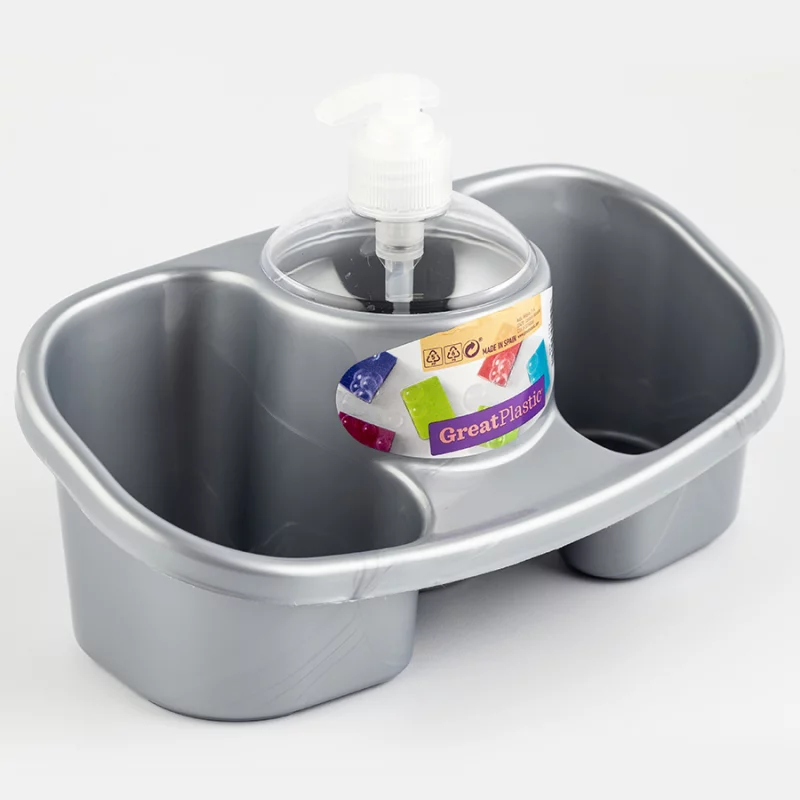 Dispensador Jabon Great Plastic 1190 Soporte Esponjas Gris 1192