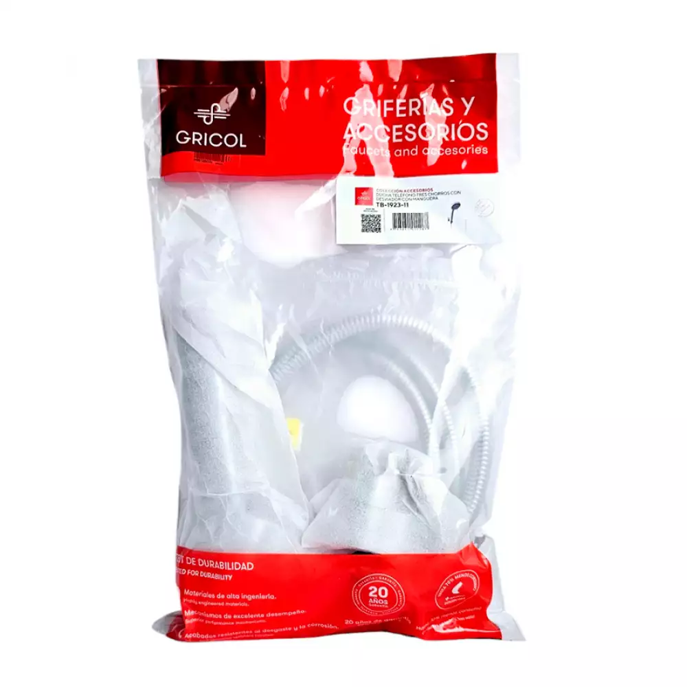 Ducha Telefono Gricol 8.5Cm + Manguera Plateado Tb-1923-11