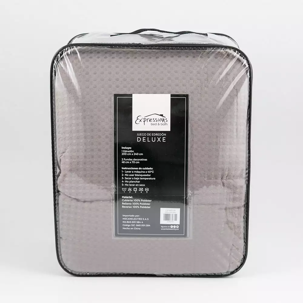 Edredon Expressions Doble 190X140Cm Gris Oscuro Poliester