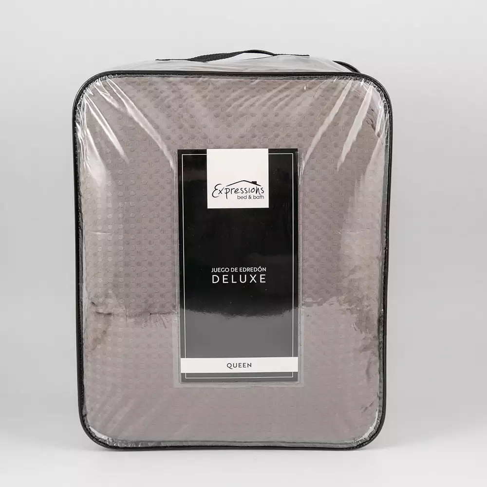 Edredon Expressions Queen 190X160Cm Gris Oscuro Poliester
