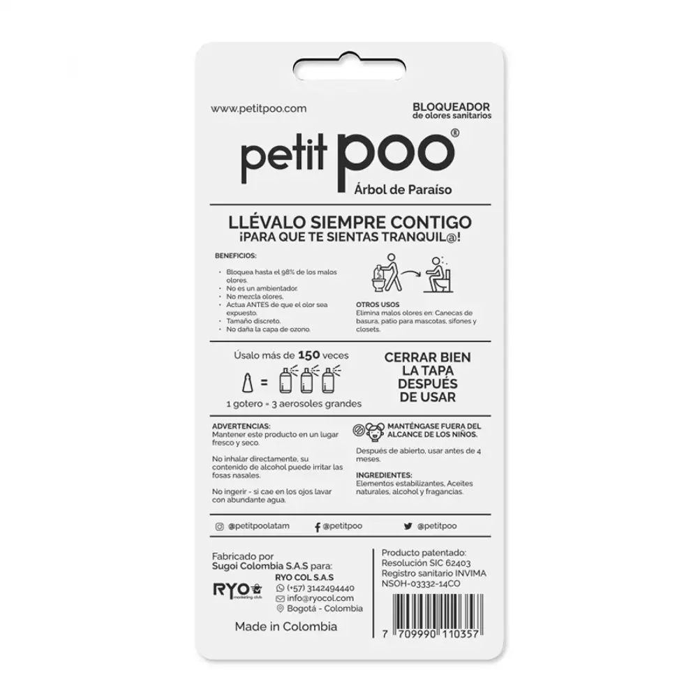 Eliminador Olores Petti Ppadp Pop Arbol Paraiso 14 Ml