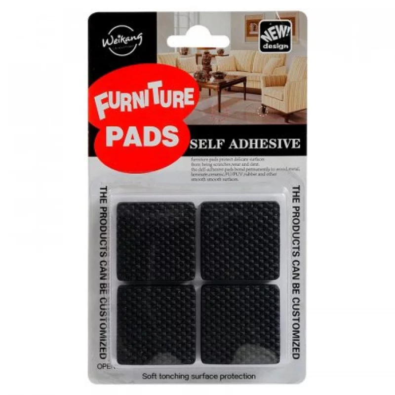 Fieltro Weikang Wk-3 Adhesivo Negro Cuadrado X8 Unidades