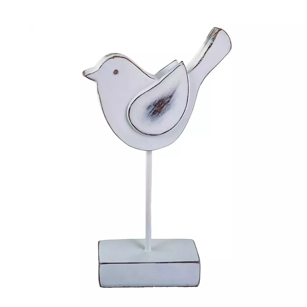 Figura Deco Concepts Pajaro Monocromia 13X24X4Cm Blanco 440-0119