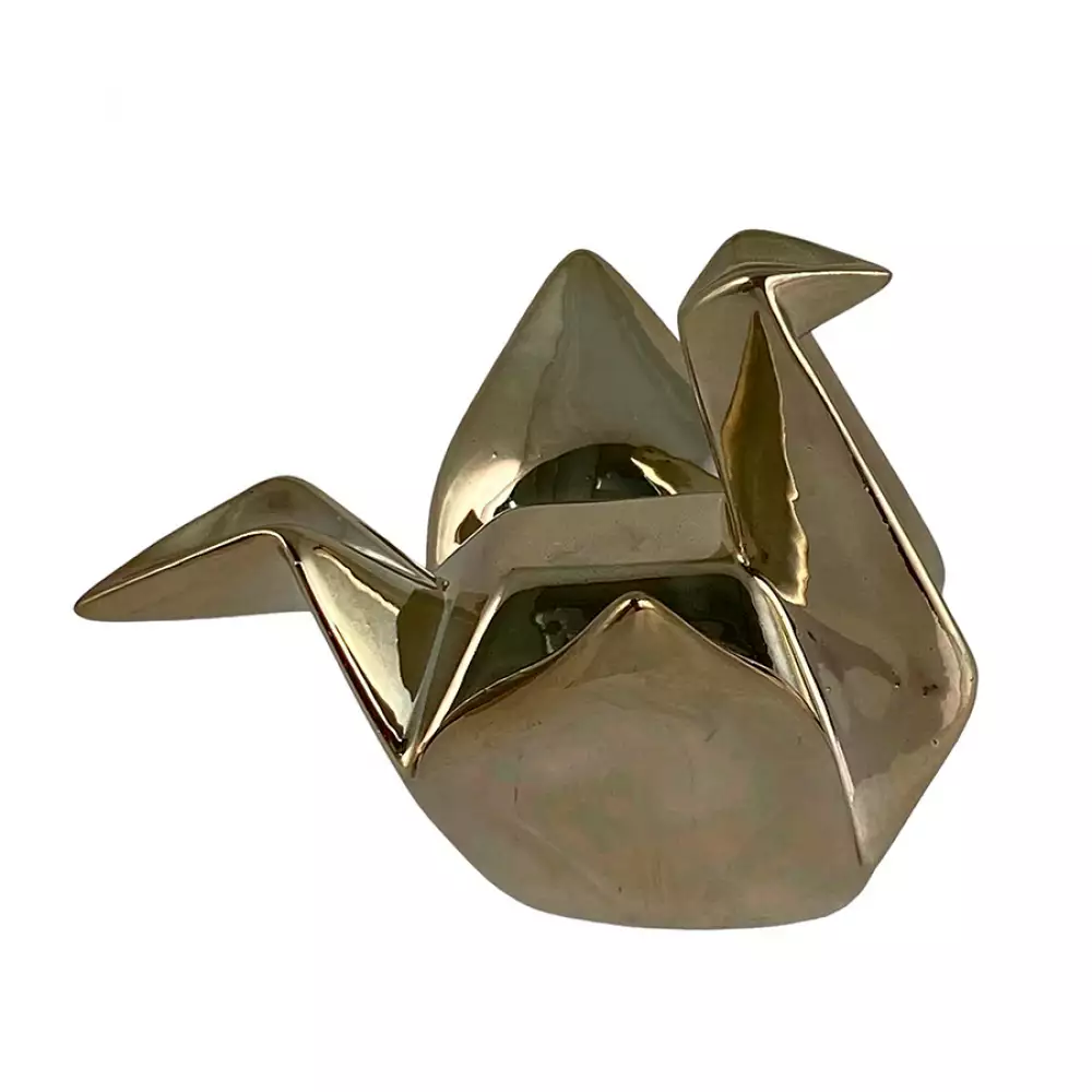 Figura deco concepts Rose Blush hoja 8x15,5x14,5cm dorado aluminio